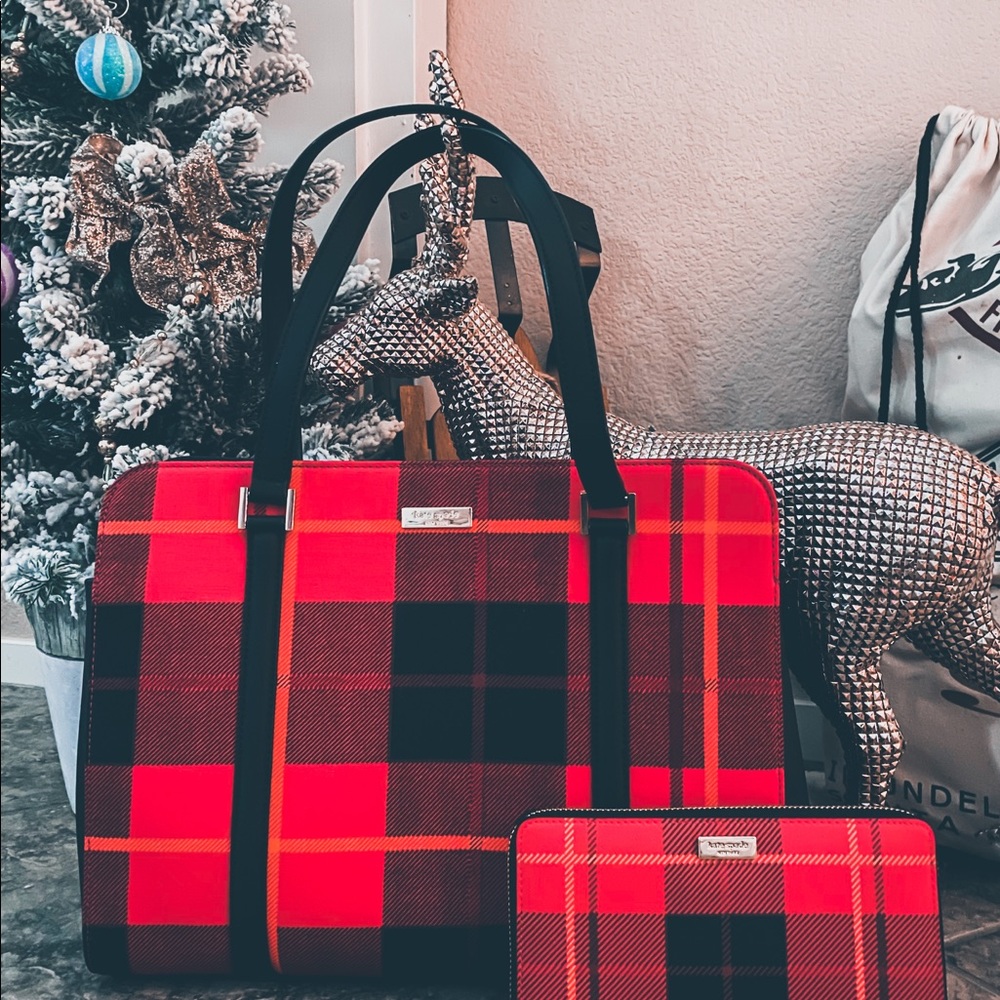 Kate Spade Plaid Purse & Wallet Set